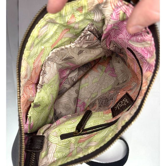 The Sak Iris Cocoa Pebbled Leather Crossbody Bag Purse Womens Brown - Picture 8 of 11